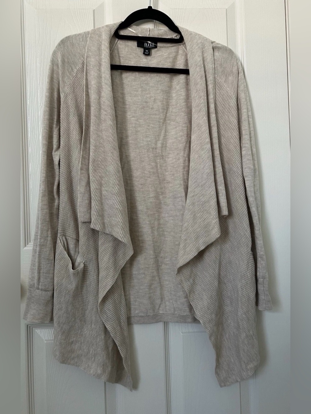 a.n.a Cream Open-Front Draped Cardigan